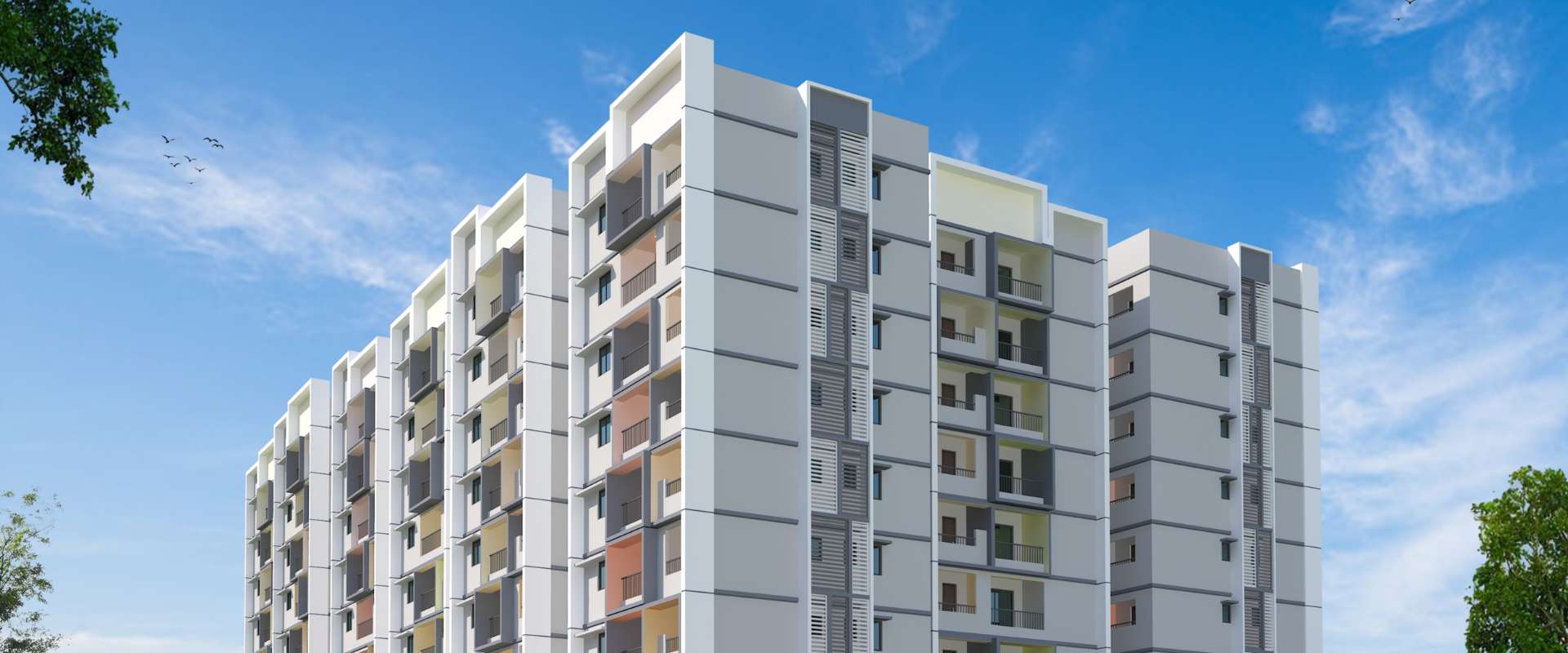 DSR Green Waters – South-east perspective view of residential complex, Gunjur Bengaluru